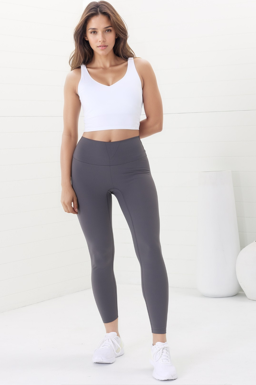 Axel Leggings - High Waisted Full Length Leggings in Dark Grey