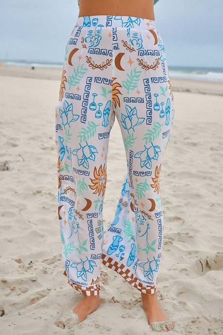 JAASE - Jax Pants: High Waisted Straight Leg Pant in Rhodes Print