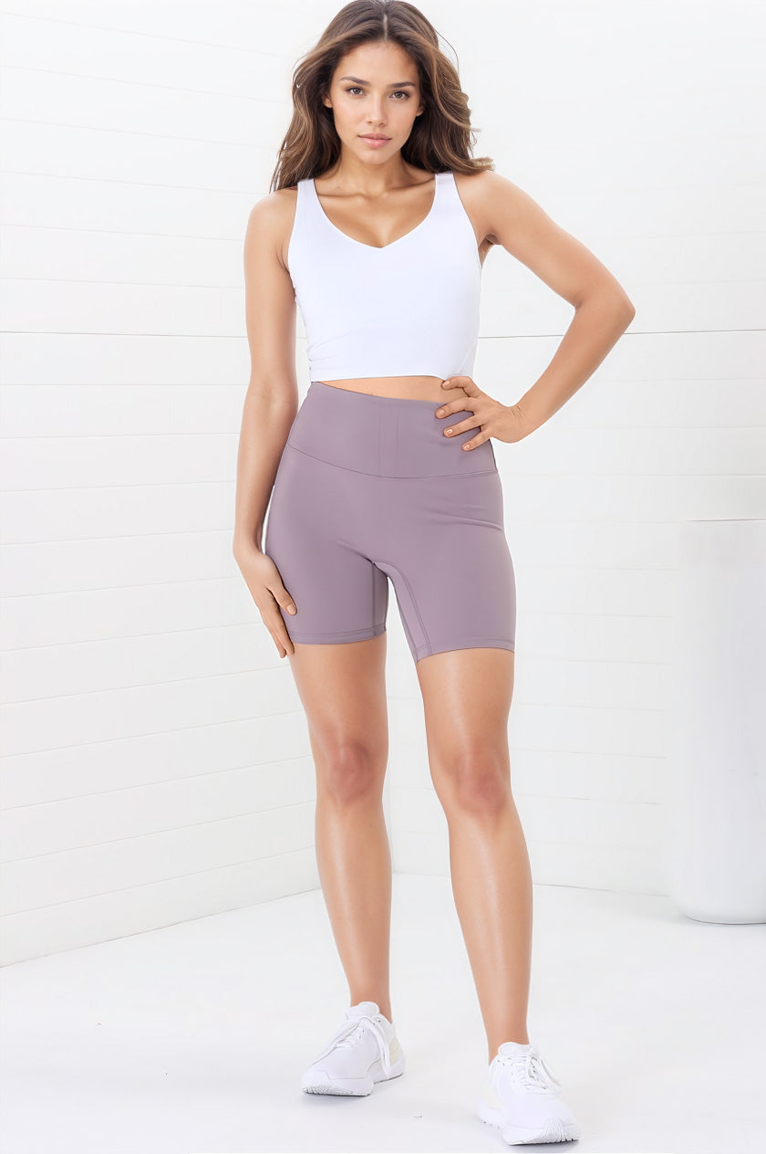 Axel Bike Shorts - Thick Highwaisted Band Bike Shorts in Mauve