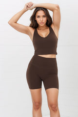 Axel Bike Shorts - Thick Highwaisted Band Bike Shorts in Chestnut