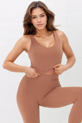 Axel Sports Crop - Waist Length In-Built Support Sports Top in Burnt Orange