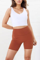 Axel Bike Shorts - Thick Highwaisted Band Bike Shorts in Tan