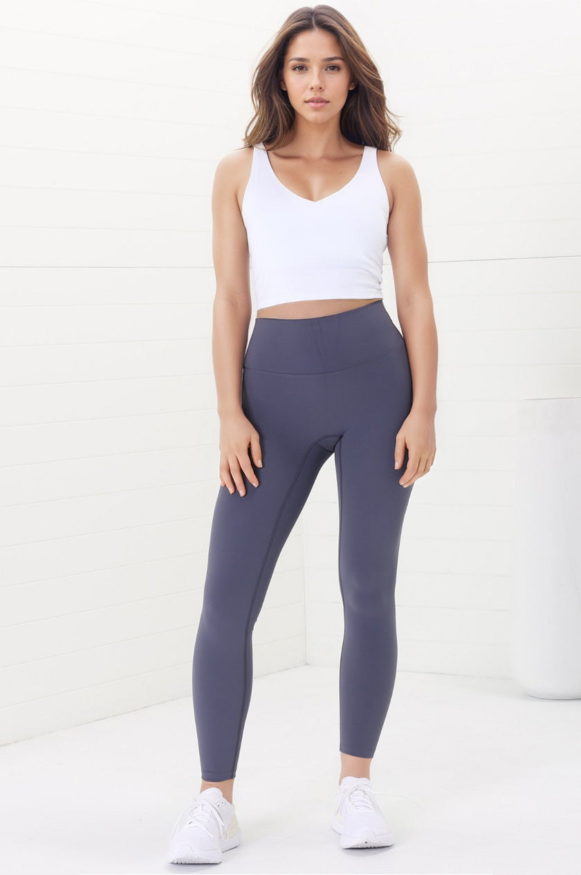 Axel Leggings - High Waisted Full Length Leggings in Lilac Grey