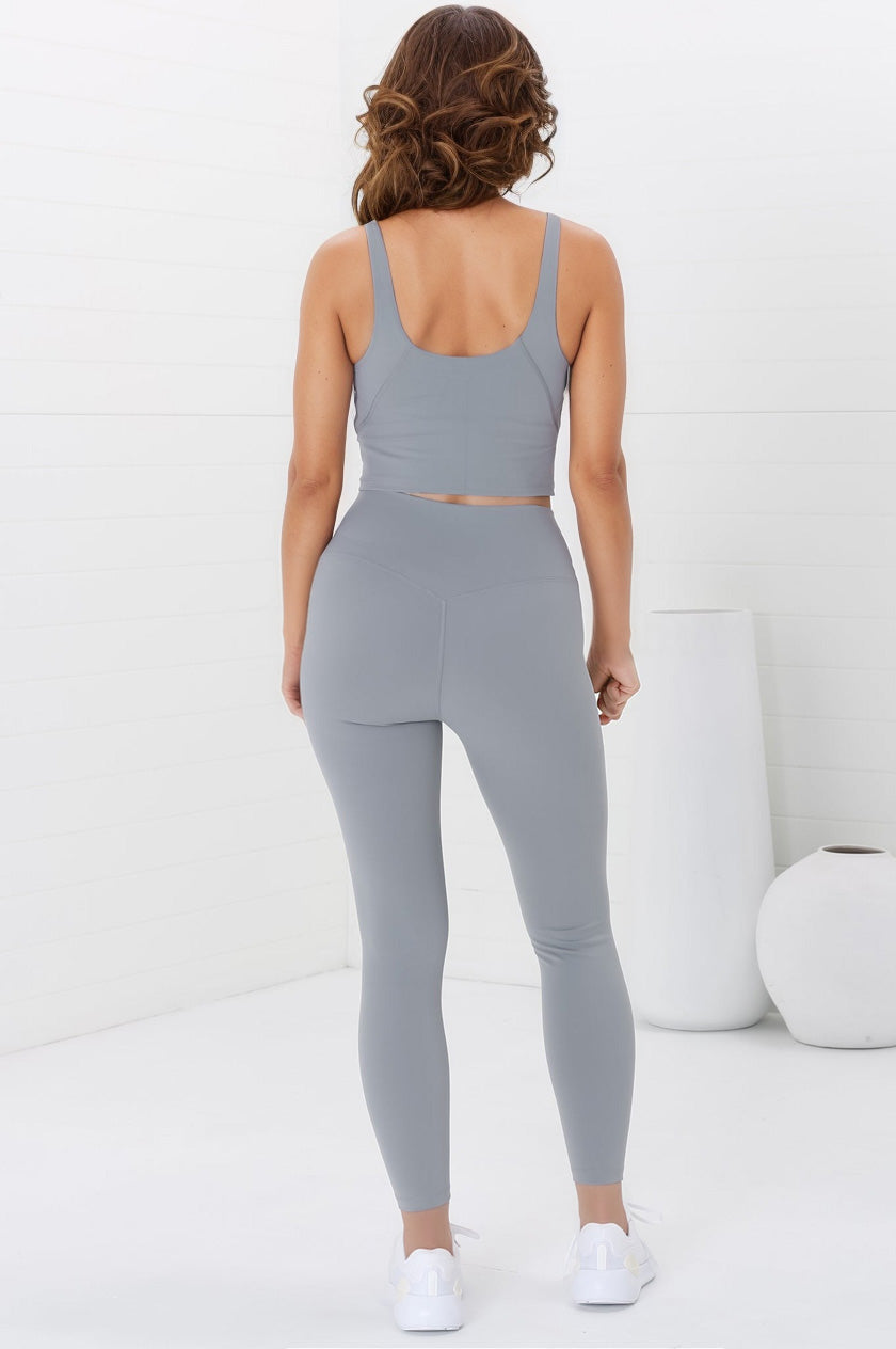 Axel Leggings - High Waisted Full Length Leggings in Light Grey