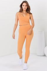 Axel Leggings - High Waisted Full Length Leggings in Boston Orange