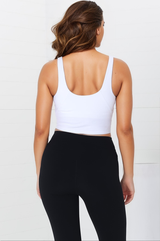 Axel Sports Crop - Waist Length In-Built Support Sports Top in White