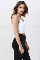 Axel Sports Crop - Waist Length In-Built Support Sports Top in White