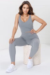 Axel Leggings - High Waisted Full Length Leggings in Light Grey