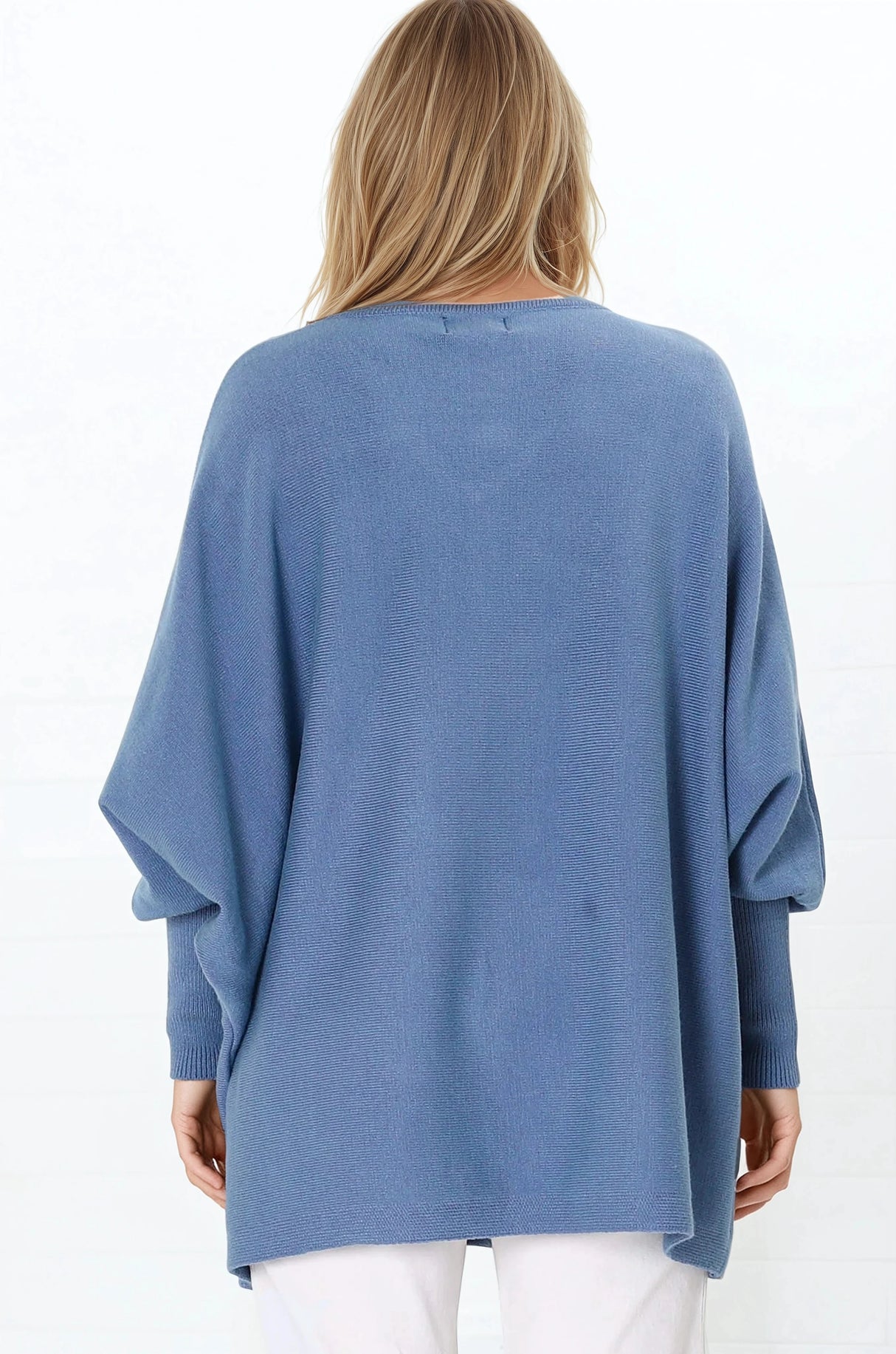 Pier Jumper - Oversized Batwing Knit Jumper in Blue