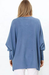 Pier Jumper - Oversized Batwing Knit Jumper in Blue