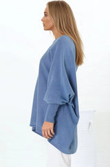 Pier Jumper - Oversized Batwing Knit Jumper in Blue