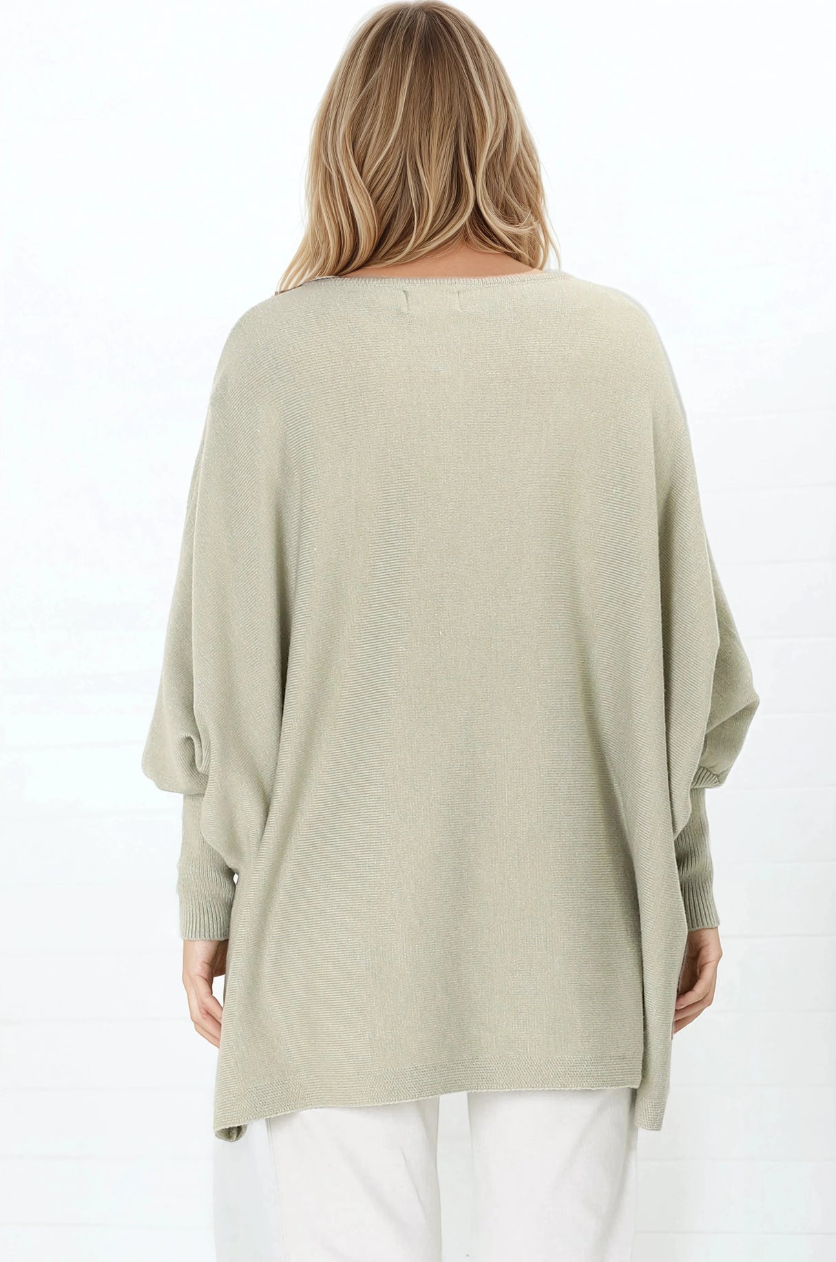 Pier Jumper - Oversized Batwing Knit Jumper in Sage