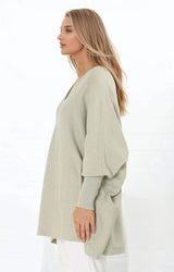Pier Jumper - Oversized Batwing Knit Jumper in Sage