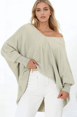 Pier Jumper - Oversized Batwing Knit Jumper in Sage