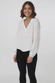 Nelly Top - Easy Wear V Neck Pull Over Top in White