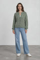 Aspen Cardigan - Crew Neck Button Front Short Polo Knit in Green