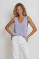 Valeria Top - Textured V-Neck Tank Top in Blue
