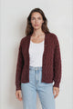 Aspen Cardigan - Crew Neck Button Front Short Polo Knit in Wine