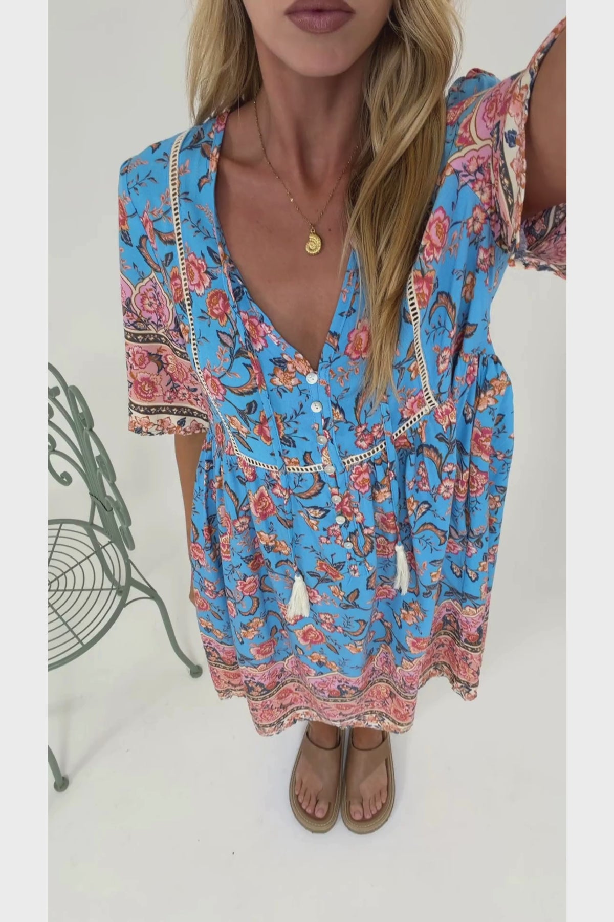 Chia Mini Dress - Babydoll Dress in Tamra Print