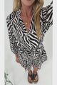 Kiyah Playsuit - Folded Collar Button Through Playsuit with Belt in Zella Print
