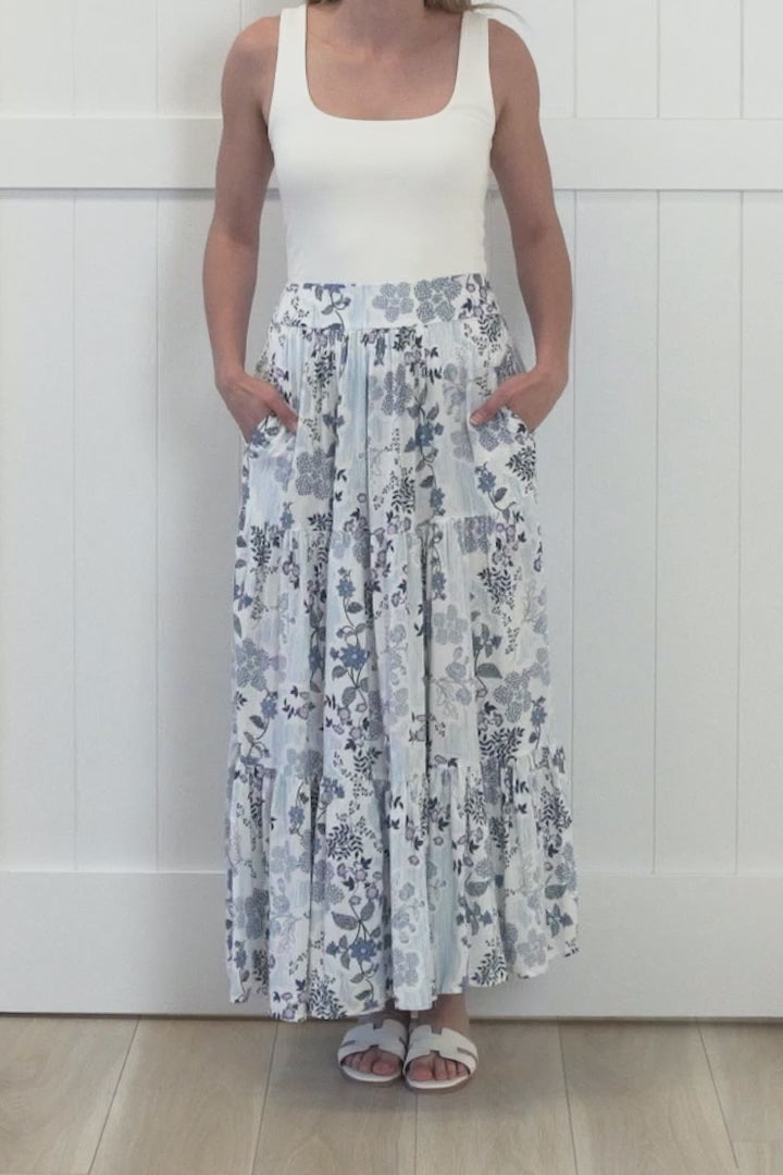 Maggie Maxi Skirt - Elasticated High Waist Skirt in Addie Print