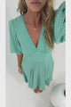 Irisa Midi Dress - Lace Trim V-Neck A-Line Dress with Balloon Sleeves in Belladore Print
