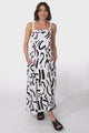 Bailie Maxi Dress - Rick Rack Detailed Sun Dress with Pockets Daley Print in White