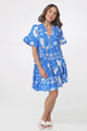 Lilou Mini Dress - Flute Sleeve Tiered Smock Dress in Aurie Print