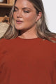 Allegra Knit Top - Crew Neck Curved Hem Box Silhouette Top in Burnt Orange