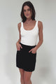 Tropicana Mini Skirt - High Waisted A-Line Skirt in Black