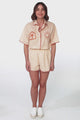 Aryanne Set - Button Up Shirt And Shorts in Cream