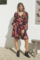 Lyna Mini Dress - A Line Dress with Statement Rattan Buckle Belt in Valerie Print