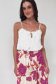 Amana Maxi Skirt - Tiered Skirt with Ladder Lace Insert Splicing in Kalia Print Cream
