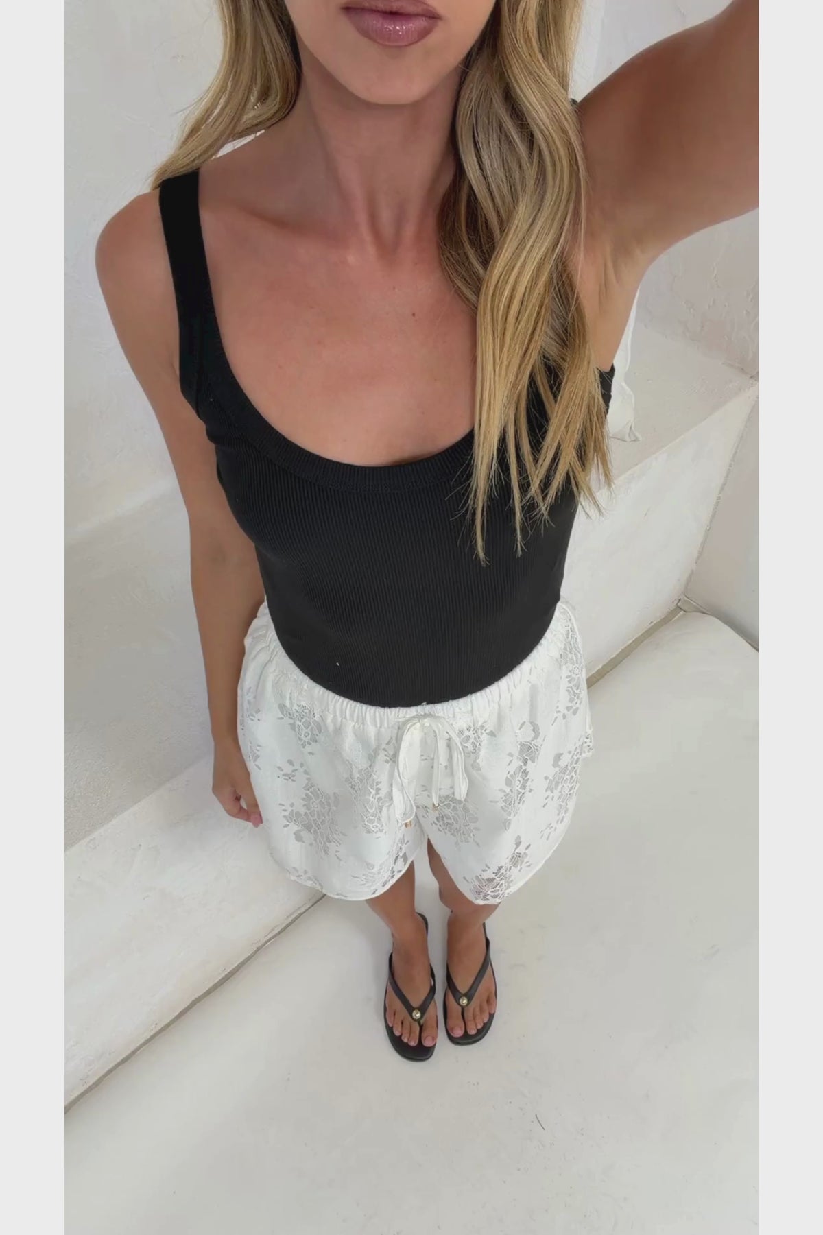 Ruby Shorts - High Elasticated Waist Shorts in White Lace