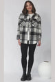 Diego Shacket - Relaxed Fit Checkered Shirt Jacket with Scoop Hemline in Grey