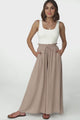 Charli Pants - Paper Bag High Waisted Wide Leg Pants in Stone