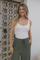 Zafira Pants - High Waisted Cheesecloth Pants with Waist Tie in Khaki