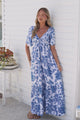 Ameya Maxi Dress - Sweetheart Neckline On or Off Shoulder Dress with Flutter Sleeves in Alina Print