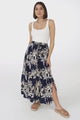 Frigg Maxi Skirt - High Waisted Tiered Skirt in Floral Print