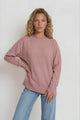 Willow Jumper - Crew Neck Batwing Sleeve Ribbed Step Hemline Knit in Pink
