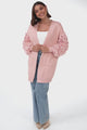 Talita Cardgian - Statement Fluffy Sequined Sleeve Cardigan in Pink