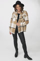 Balta Shacket - Button Up Plaid Shacket in Camel