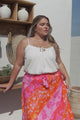 Hellen Maxi Skirt - High Waisted Skirt with Front Splits in Clavelle Print Pink