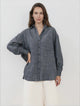 Doran Shirt - Oversized Buttoned Down Shirt with High Low Scoop Hemline in Indigo