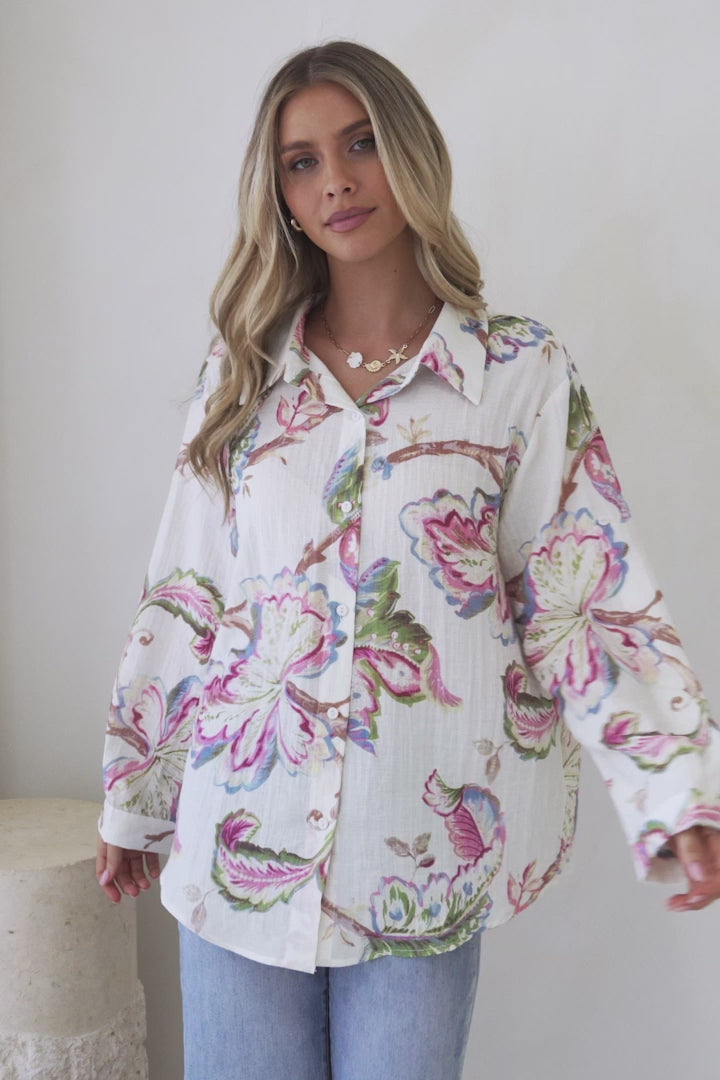 Everly Shirt - Collared Button Down Shirt in Eliza Print