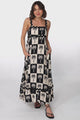 Bailie Maxi Dress - Rick Rack Detailed Sun Dress with Pockets Nohea Print in Black