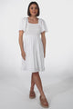 Catrice Mini Dress - Short Sleeve Milkmaid Neckline Dress in White