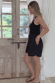 Steele Shorts - Elasticated High Waist Contrast Stitched Shorts in Black