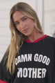 Good Mother Tee - Graphic Print Short Sleeve T-Shirt in Black