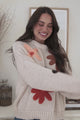 Wildflower Jumper - Chunky Knit Jumper with Flower Decals in Beige Multi